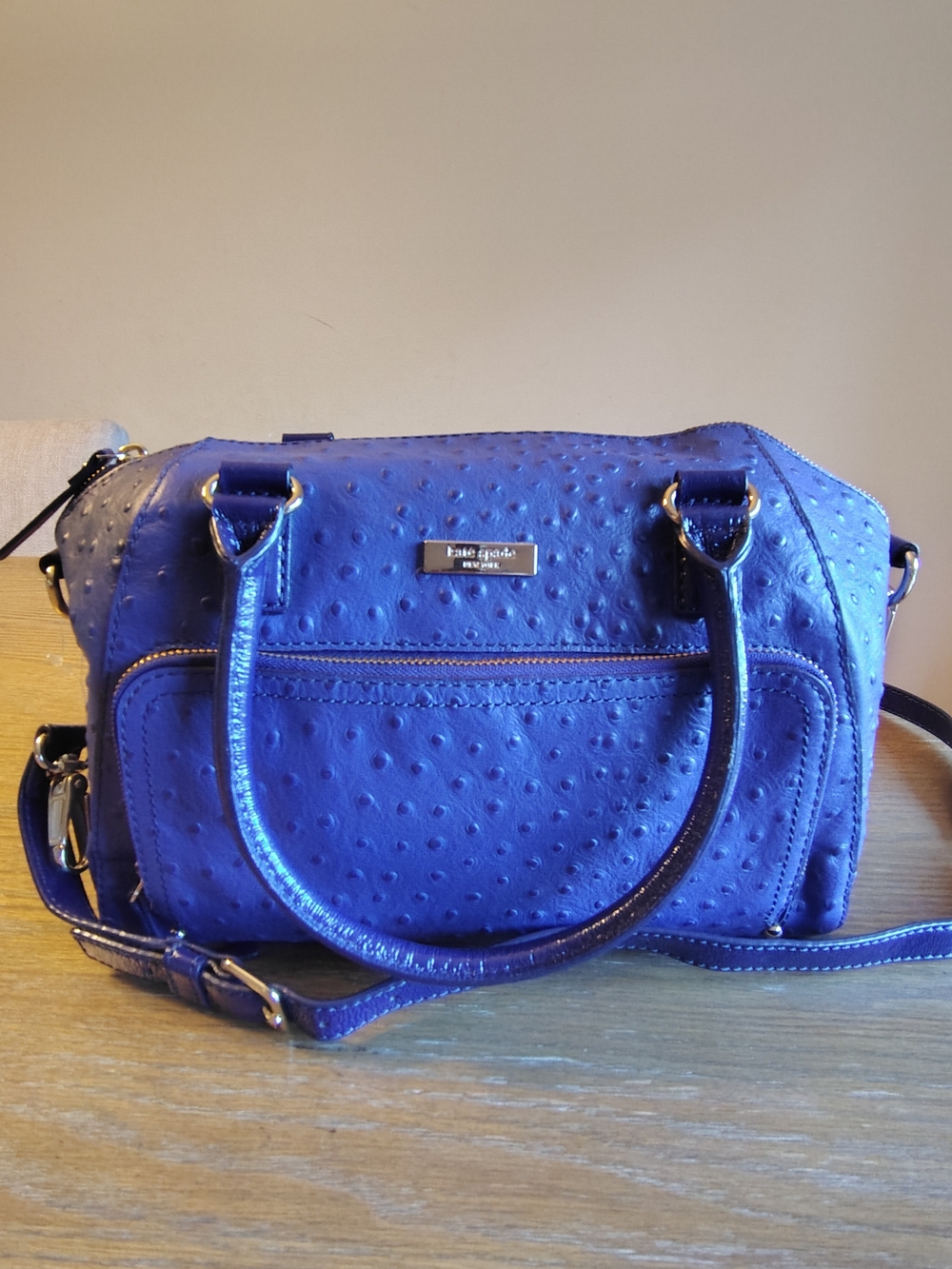NWT Kate Spade Alexander Avenue Small Rachelle Ostrich Satchel Cobalt